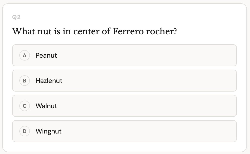 Try a question on Pub Quiz Daily